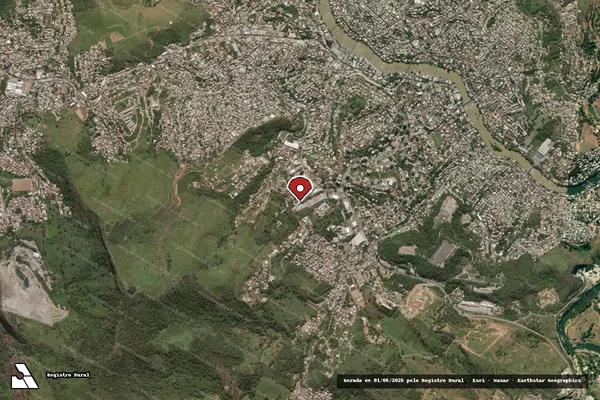 Imagem de satélite de Infração Ambiental em Cachoeiro de Itapemirim - ES (marcador da localização)