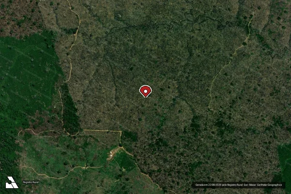 Imagem de satélite de Infração Ambiental em Lábrea - AM (marcador da localização)