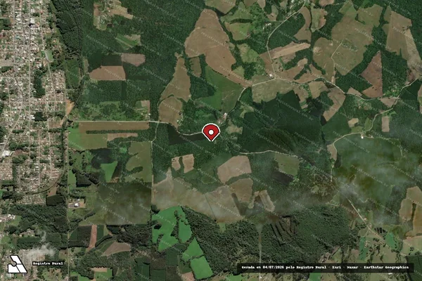 Imagem de satélite de Infração Ambiental em Itaiópolis - SC (marcador da localização)