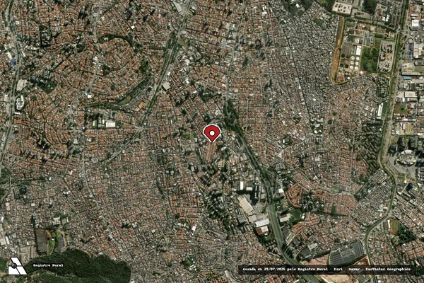 Imagem de satélite de Infração Ambiental em São Paulo - SP (marcador da localização)