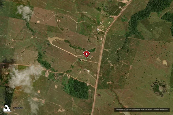 Imagem de satélite de Infração Ambiental em Boca do Acre - AM (marcador da localização)