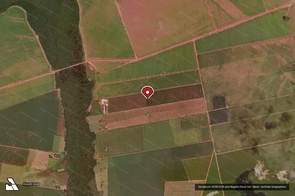 Imagem de satélite de Infração da Flora em Querência - MT (marcador da localização)