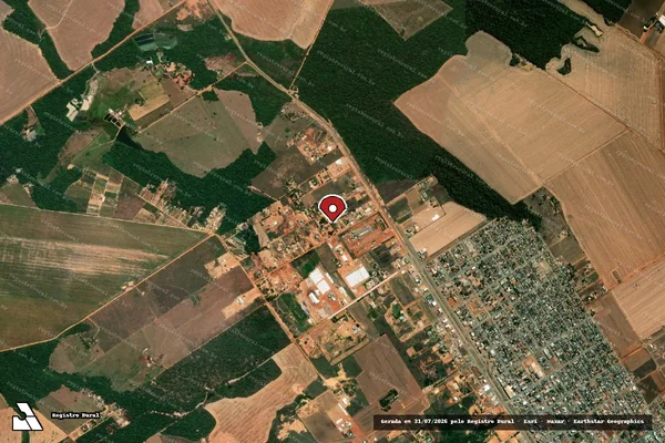 Imagem de satélite de Infração Ambiental em Tapurah - MT (marcador da localização)