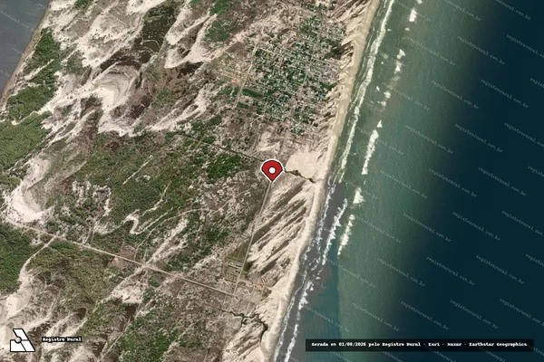 Imagem de satélite de Infração Ambiental em Palmares do Sul - RS (marcador da localização)