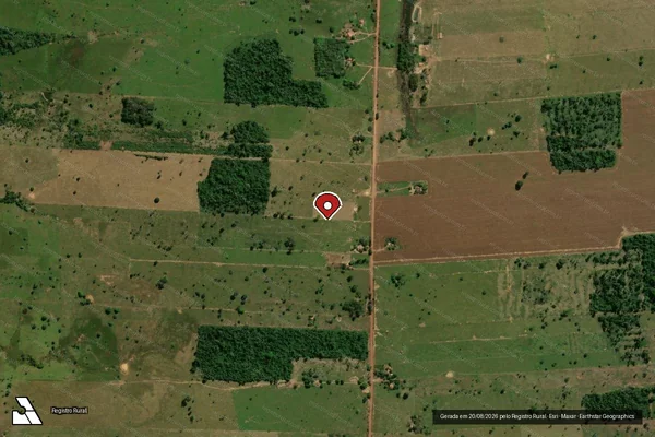 Imagem de satélite de Desmatamento em Castanheiras - RO (marcador da localização)