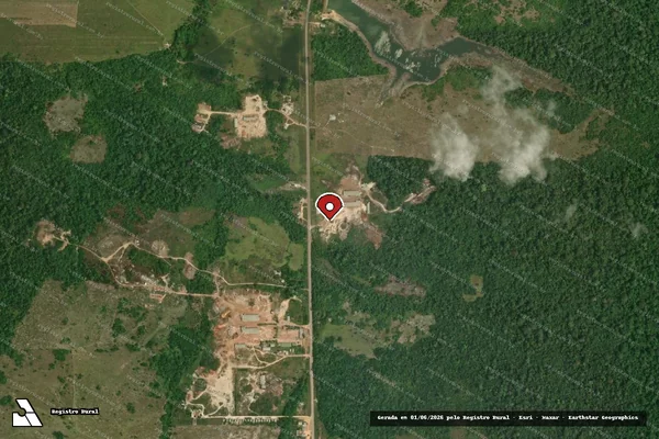 Imagem de satélite de Infração Ambiental em Rorainópolis - RR (marcador da localização)