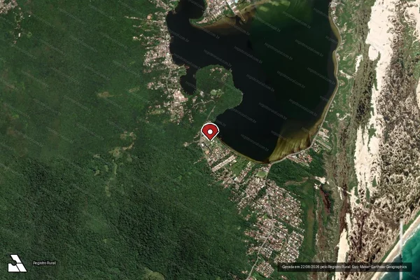 Imagem de satélite de Infração da Flora em Florianópolis - SC (marcador da localização)