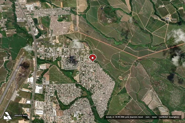 Imagem de satélite de Infração da Flora em Linhares - ES (marcador da localização)