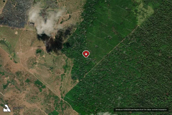 Imagem de satélite de Desmatamento em Boca do Acre - AM (marcador da localização)