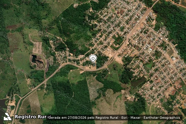 Imagem de satélite de Infração Ambiental em Trairão - PA (marcador da localização)