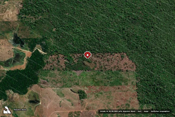 Imagem de satélite de Infração da Flora em Cotriguaçu - MT (marcador da localização)