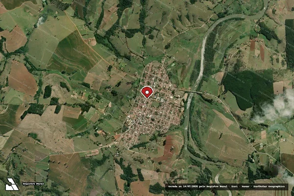 Imagem de satélite de Infração Ambiental em Salto do Itararé - PR (marcador da localização)