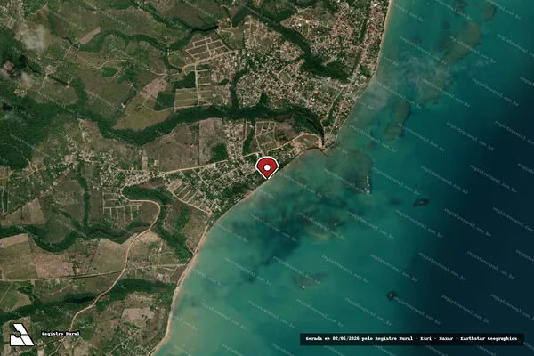Imagem de satélite de Infração Ambiental em Prado - BA (marcador da localização)