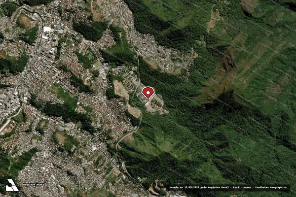 Imagem de satélite de Infração Ambiental em Teresópolis - RJ (marcador da localização)