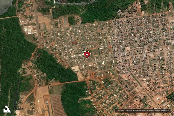 Imagem de satélite de Infração Ambiental em Aripuanã - MT (marcador da localização)