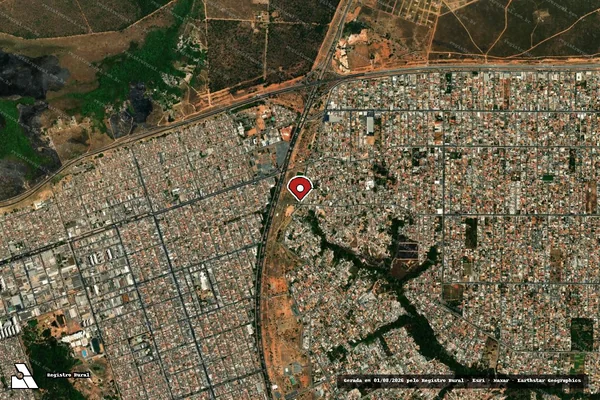 Imagem de satélite de Infração Ambiental em Brasília - DF (marcador da localização)