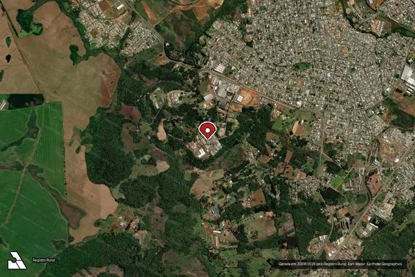 Imagem de satélite de Infração Ambiental em Guarapuava - PR (marcador da localização)