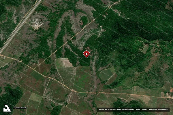 Imagem de satélite de Infração Ambiental em Rio Tinto - PB (marcador da localização)