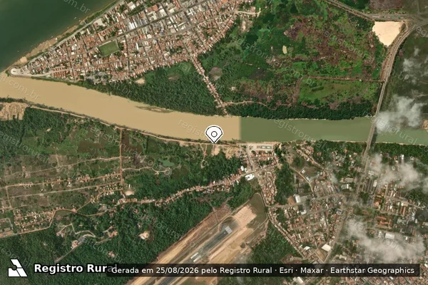 Imagem de satélite de Infração Ambiental em Marabá - PA (marcador da localização)