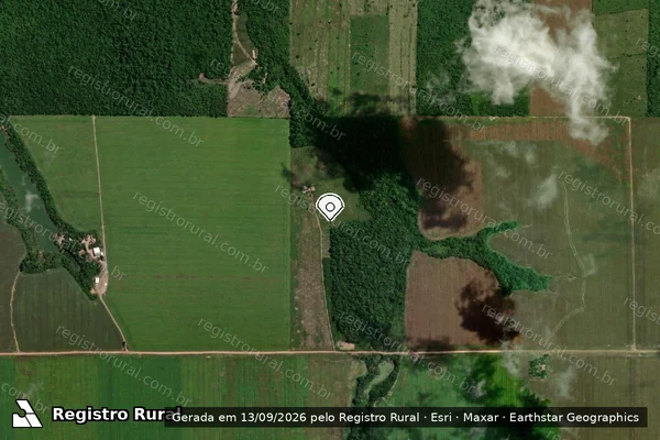 Imagem de satélite de Infração Ambiental em Tailândia - PA (marcador da localização)