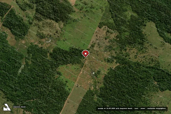 Imagem de satélite de Infração referente a Qualidade Ambiental em Juína - MT (marcador da localização)