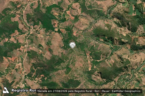 Imagem de satélite de Infração Ambiental em Laranja da Terra - ES (marcador da localização)