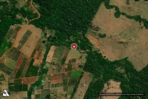 Imagem de satélite de Infração referente a Qualidade Ambiental em Juína - MT (marcador da localização)