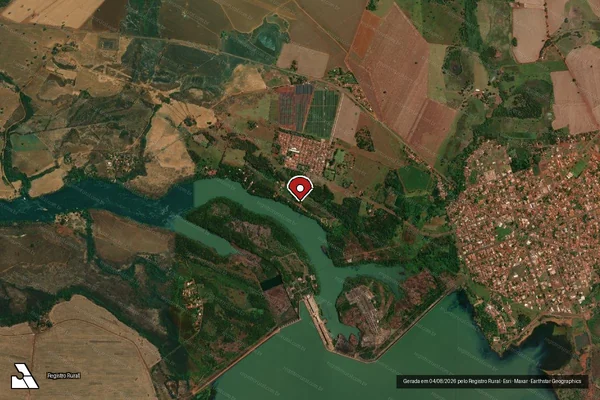Imagem de satélite de Infração Ambiental em Cachoeira Dourada - GO (marcador da localização)
