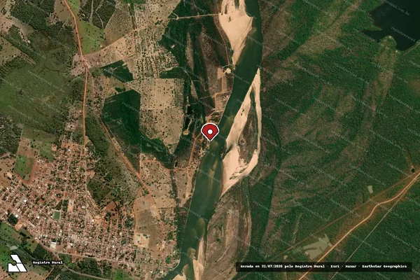 Imagem de satélite de Infração de Licenciamento(Não Classificada-Móvel) em Cocalinho - MT (marcador da localização)