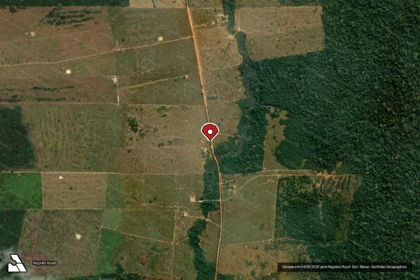 Imagem de satélite de Infração da Flora em Porto Velho - RO (marcador da localização)