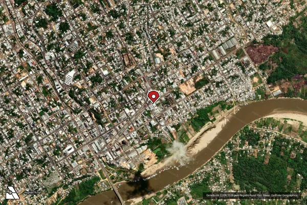 Imagem de satélite de Infração da Flora em Cruzeiro do Sul - AC (marcador da localização)
