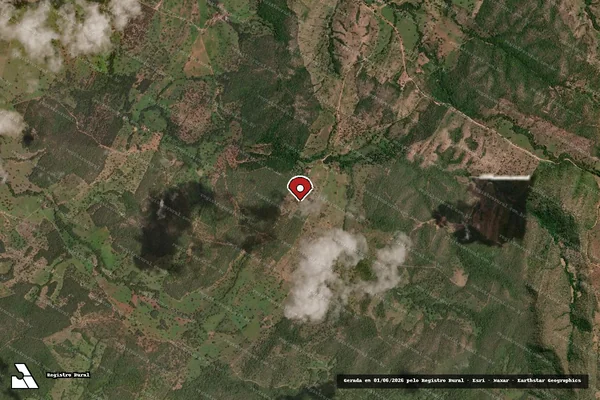 Imagem de satélite de Desmatamento em Trombas - GO (marcador da localização)