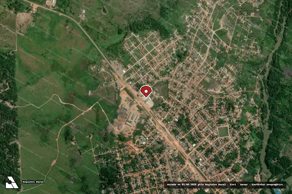 Imagem de satélite de Infração Ambiental em Pacajá - PA (marcador da localização)
