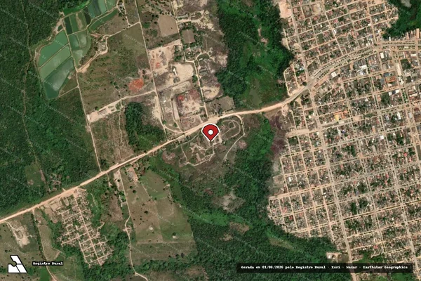 Imagem de satélite de Infração da Flora em Uruará - PA (marcador da localização)