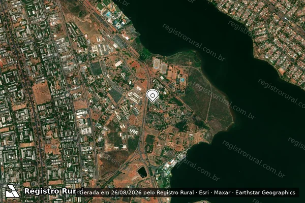 Imagem de satélite de Infração Ambiental em Brasília - DF (marcador da localização)
