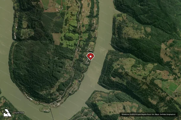 Imagem de satélite de Infração da Flora em Chapecó - SC (marcador da localização)