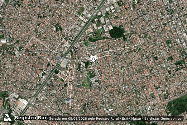 Imagem de satélite de Infração Ambiental em Curitiba - PR (marcador da localização)
