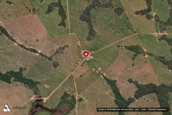 Imagem de satélite de Infração Ambiental em Nova Monte Verde - MT (marcador da localização)