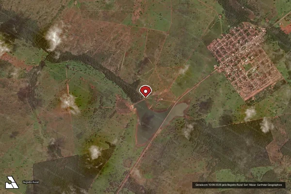 Imagem de satélite de Infração Ambiental em Sandolândia - TO (marcador da localização)