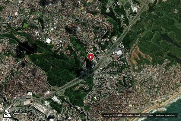 Imagem de satélite de Infração Ambiental em Salvador - BA (marcador da localização)