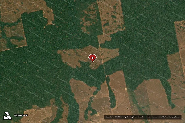 Imagem de satélite de Infração Ambiental em Apiacás - MT (marcador da localização)