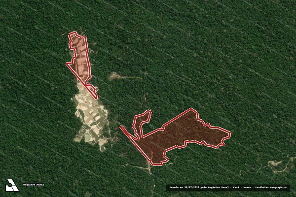 Imagem de satélite — Embargo IBAMA — Infração da Flora - Jacareacanga/PA