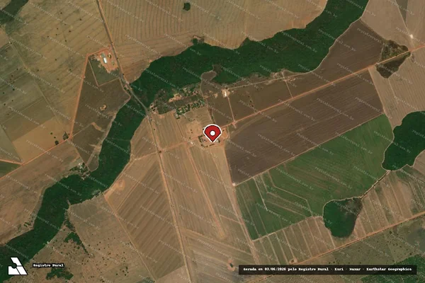 Imagem de satélite de Infração referente a Qualidade Ambiental em Barra do Garças - MT (marcador da localização)