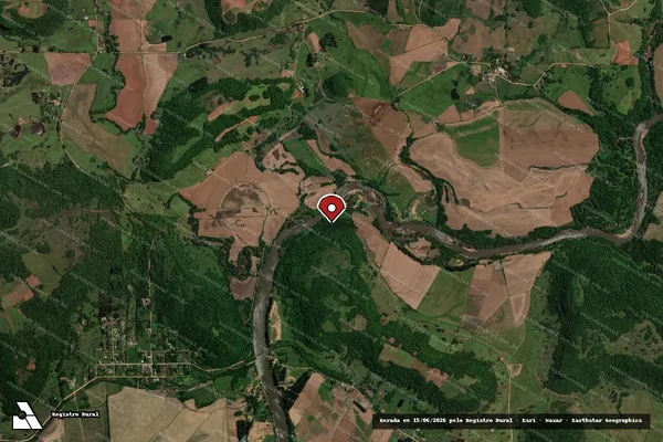Imagem de satélite de Infração da Flora em São Pedro do Sul - RS (marcador da localização)