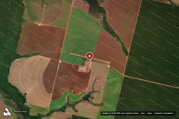 Imagem de satélite de Infração Ambiental em Ribeirão Cascalheira - MT (marcador da localização)