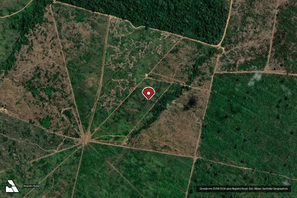 Imagem de satélite de Infração da Flora em Lábrea - AM (marcador da localização)