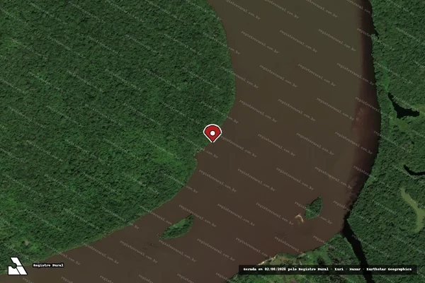 Imagem de satélite de Infração Ambiental em Apuí - AM (marcador da localização)