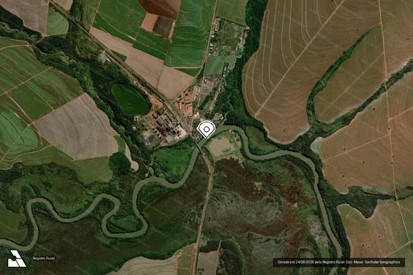 Imagem de satélite de Infração Ambiental em Naviraí - MS (marcador da localização)