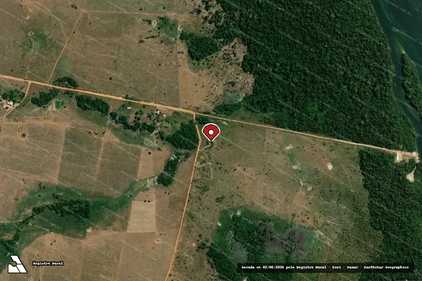 Imagem de satélite de Infração da Flora em Castanheira - MT (marcador da localização)