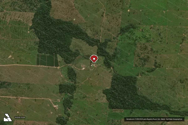 Imagem de satélite de Infração da Flora em Campo Novo de Rondônia - RO (marcador da localização)